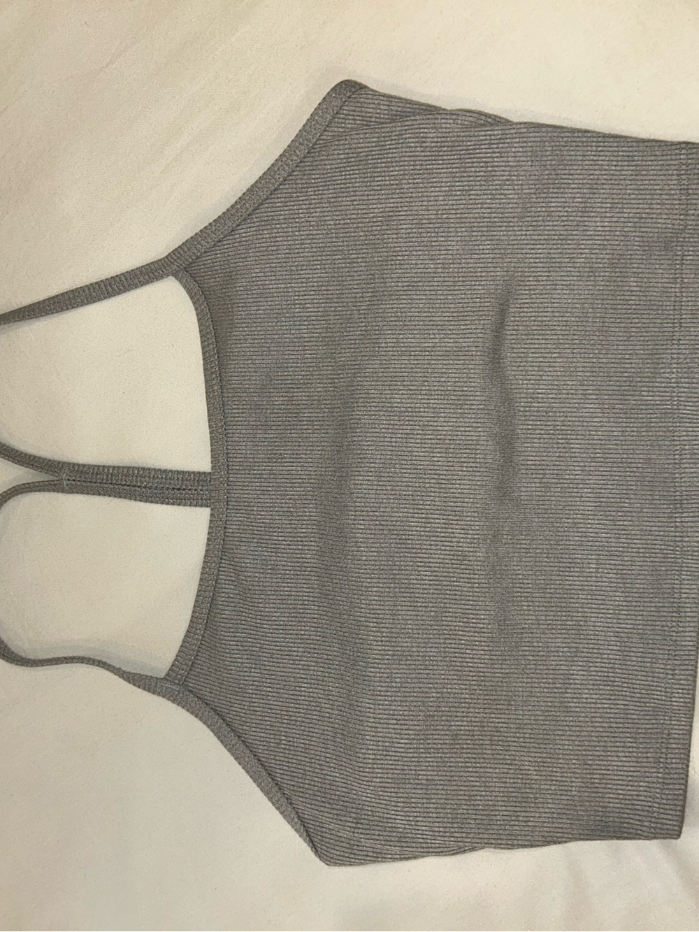 ALO Yoga Gray Ribbed Double-Strap Crop Tank